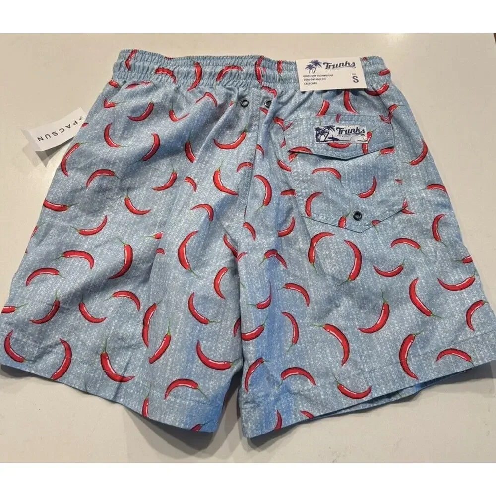 Trunks Surf & Swim Small Chili Pepper Print Board Shorts Swim Lined Beach Cruise